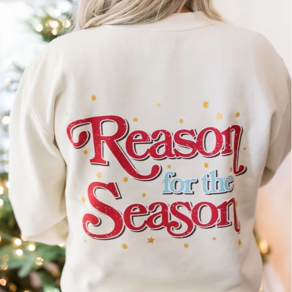 NEW XXL (2XL) Living Fully Co Reason for the Season Sweatshirt in Ivory - Picture 2 of 5